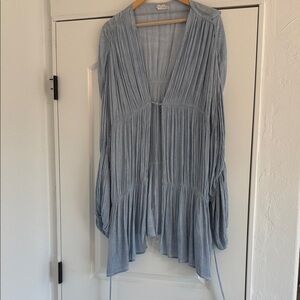 Free People Light Blue Pleated KIMONO
